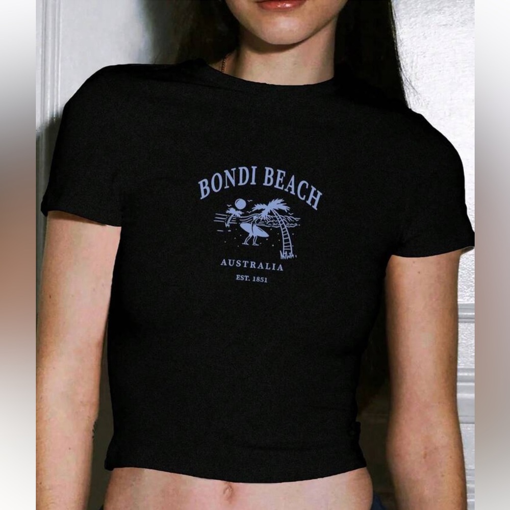 Bondi Beach Black Crop Top
